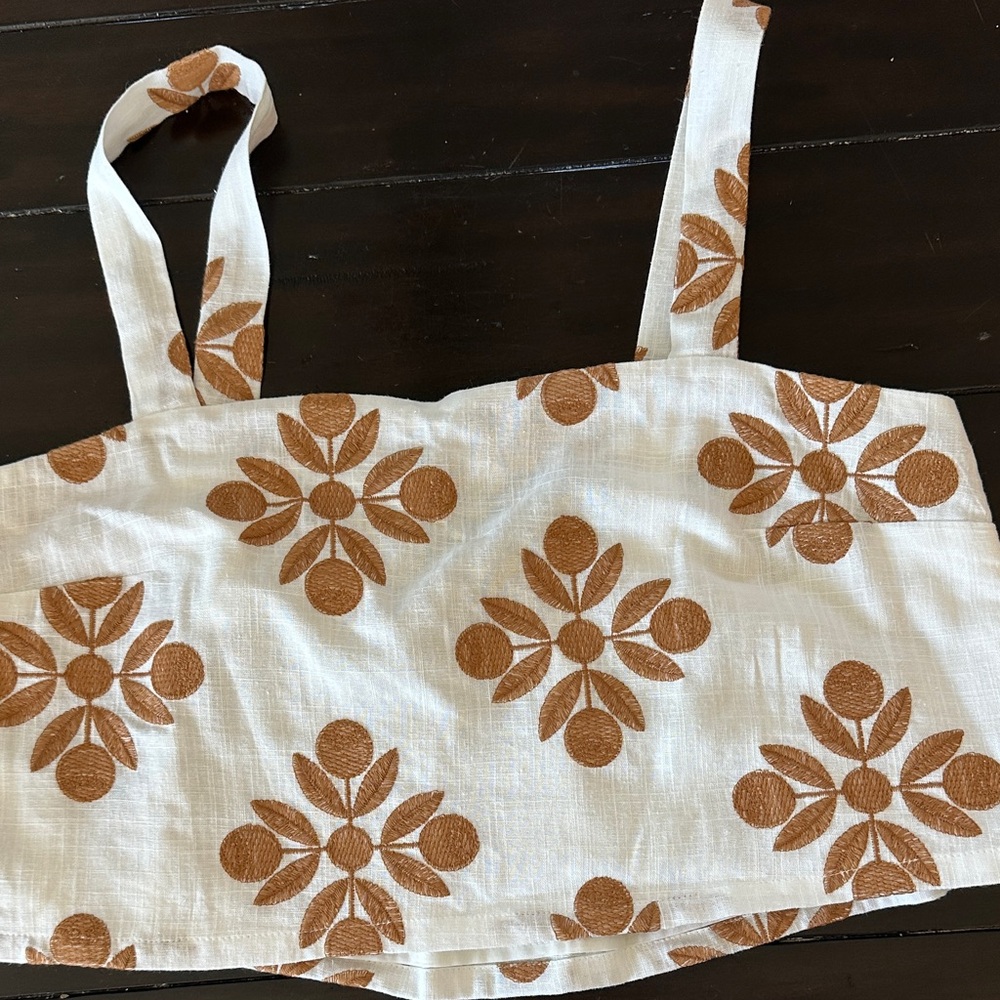 Corey Lynn Calter Off White and Brown Floral Top